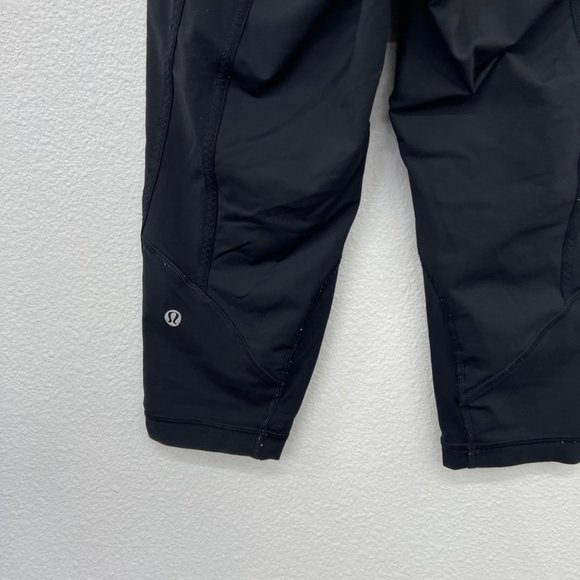 Lululemon black cropped gathered‎ leggings womens solid midrise  Size: 6 - Picture 5 of 7